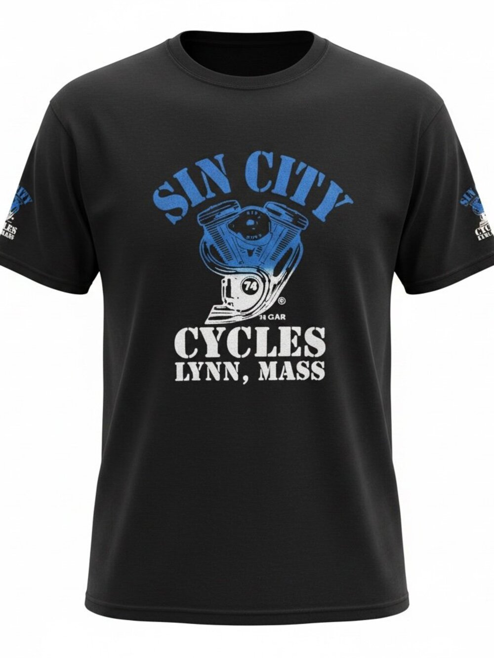 Sin City Cycles T-Shirt Lynn, MA Mens 3XL Biker Motorcyle Black 3D American Flag